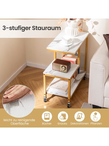 COSTWAY Beistelltisch mit Rollen in Weiß