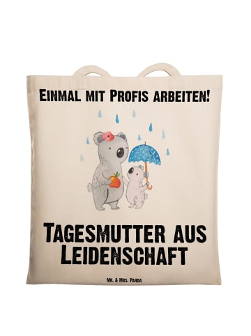 Mr. & Mrs. Panda Uni Tasche Tagesmutter Leidenschaft mit Spruch in Creme