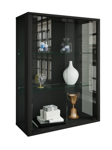 VCM  Wandvitrine Hängevitrine Glas Udina in Schwarz