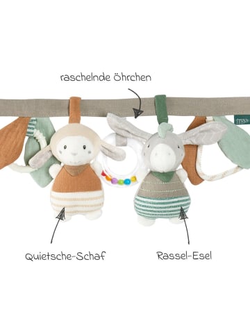 Fehn Kinderwagenkette mit Rassel & Quietsche - in grau,bunt