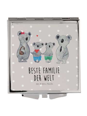 Mr. & Mrs. Panda Handtaschenspiegel quadratisch Koala Familie zw... in Grau Pastell