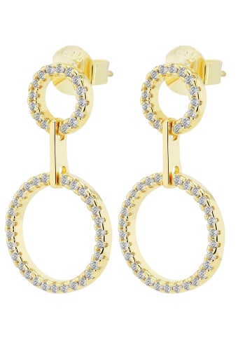 Adeliás Damen Ohrstecker aus 925 Silber mit Zirkonia in gold