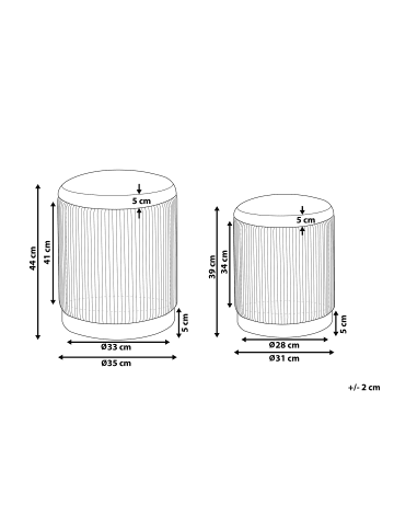 Beliani 2er-Set Pouf MIRAMAR in Grau/Gold