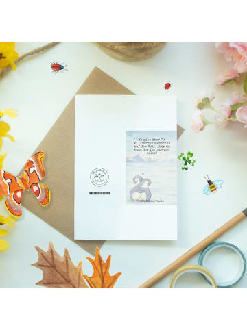 Mr. & Mrs. Panda babykarte Pinguine Kuscheln Design mit Spruch in Weiß