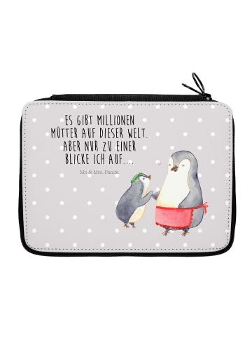 Mr. & Mrs. Panda Mäppchen Pinguin mit Kind mit Spruch in Grau Pastell