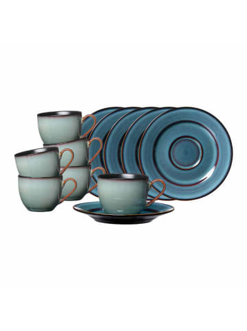 Ritzenhoff & Breker 6er Set Espressotassen mit Untertassen Bali 90 ml in blau