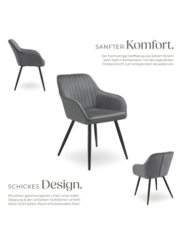 tectake Polstersessel gepolstert, in Samtoptik, gesteppt, 58 x 62 x 82 cm