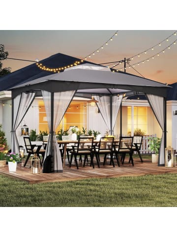 COSTWAY Pavillon 3 x 3,6 m in Grau