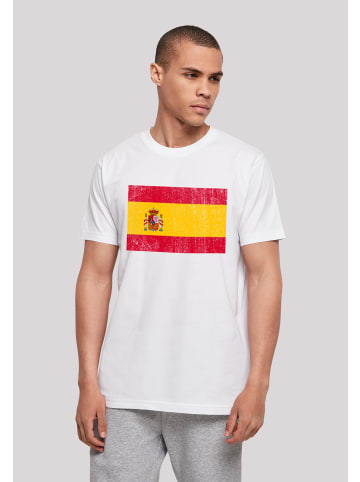 F4NT4STIC T-Shirt Spanien Flagge Spain distressed in weiß