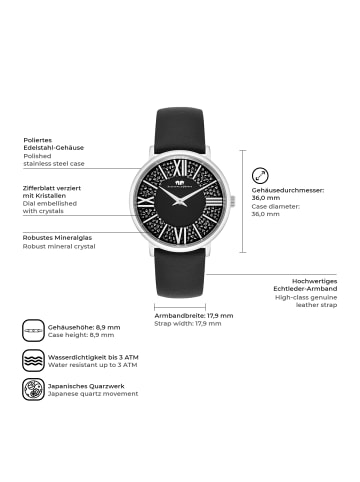 Rhodenwald & Söhne Uhr Pamina aus Echtleder in schwarz