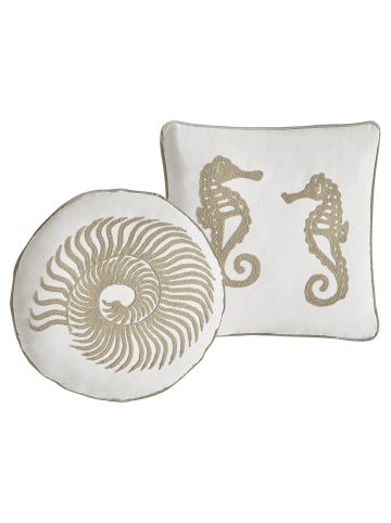 Beliani 2er-Set Dekokissen SINDORA in Weiß/Beige