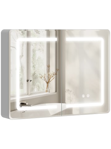 HOMCOM Spiegelschrank-80L x 13,5B x 60H cm-Silber