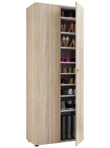 VCM XXL Holz Großer Schuhschrank Schuhkommode Vandol 9 in Sonoma-Eiche (Sägerau)