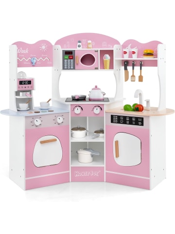 COSTWAY Kinderküche mit Zubehör in Rosa