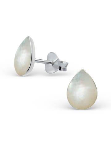 Alexander York Ohrstecker MUSCHELPERLMUTT TROPFEN weiß in 925 Sterling Silber, 2-tlg.