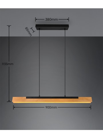 Trio Leuchten Pendelleuchte KERALA in schwarz matt / Holz