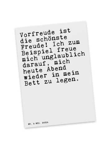 Mr. & Mrs. Panda Postkarte Vorfreude ist die schönste... mit Spruch in Weiß