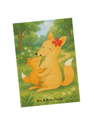 Mr. & Mrs. Panda Postkarte Fuchs Mama Design ohne Spruch in Weiß