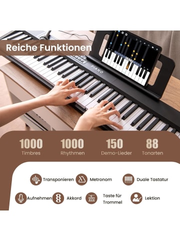 COSTWAY Keyboard Piano 88 Tasten in Schwarz