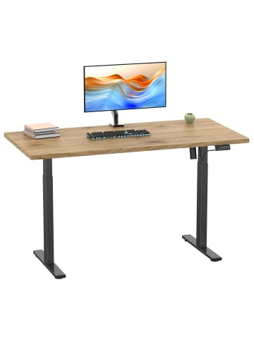 VCM  Schreibtisch höhenverstellbar Lona 110x80 in Schwarz / Honig-Eiche