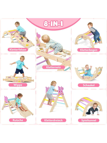 COSTWAY Klettergerüst Indoor 4er Set ab 3 Jahren in Rosa