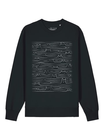 wat? Apparel Sweatshirt Doodle Cats in Schwarz