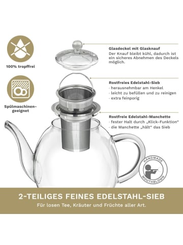 Creano Teekanne "hoch 1,5L" aus hitzebeständigem Glas