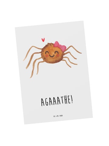 Mr. & Mrs. Panda Ansichtskarte Spinne Agathe Freude mit Spruch in Weiß