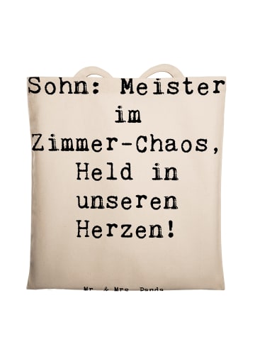 Mr. & Mrs. Panda Tragetasche Sohn Chaosheld mit Spruch in Creme