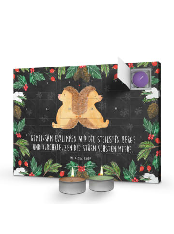 Mr. & Mrs. Panda Adventskalender Igel händchenhaltend mit Spruch in Kreidetafel