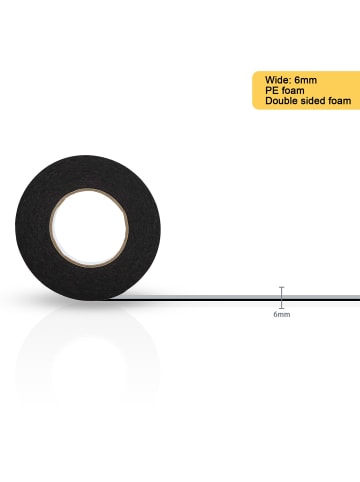 Intirilife Doppelseitiges Schaumklebeband in Schwarz - Größe: 6mmx30m