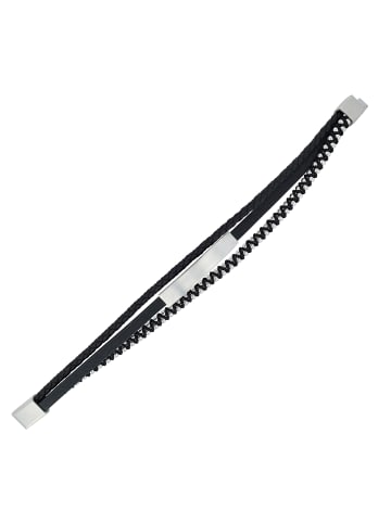 Adeliás Unisex Armband aus Leder 21 cm in schwarz