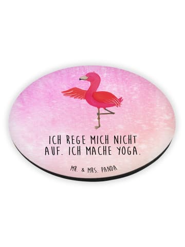 Mr. & Mrs. Panda Kühlschrankmagnet Flamingo Yoga mit Spruch in Aquarell Pink