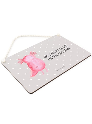 Mr. & Mrs. Panda Schild mit Spruch Axolotl Glücklich mit Spruch in Grau Pastell