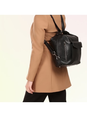 Toscanto Leder Schultertasche, Cityrucksack Toscanto Tasche schwarz ca. 38cm