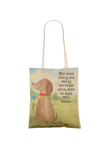 Mr. & Mrs. Panda Einkaufstasche Hund Blume Design mit Spruch in Weiß