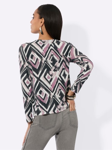 creation L Langarmshirt in ecru-graphit-bedruckt