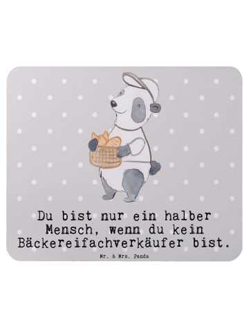 Mr. & Mrs. Panda Mausunterlage Bäckereifachverkäufer Herz mit Sp... in Grau Pastell
