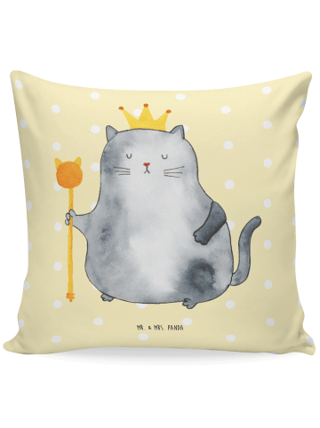 Mr. & Mrs. Panda Dekokissen Katze König ohne Spruch in Gelb Pastell