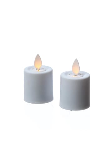 MARELIDA 2x LED Mini Kerzen mit bewegter Flamme inkl. Batterien H: 6cm in weiß