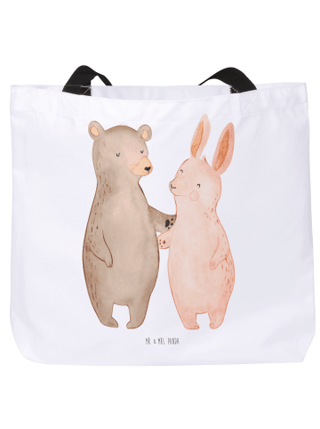 Mr. & Mrs. Panda Shopper Bär und Hase Umarmen ohne Spruch in Weiß