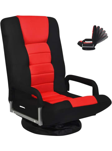 COSTWAY Bodenstuhl drehbar mit Armlehnen in Rot