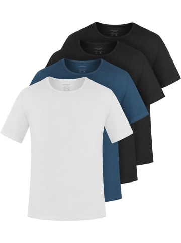 normani 4er Set Herren T-Shirts aus Bio-Baumwolle Nyons in Marine/Schwarz/Schwarz/Weiß