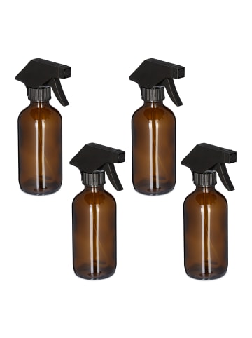 relaxdays 4 x Sprühflasche in Braun - 230 ml