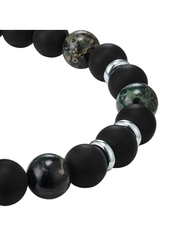 True Rebels Armband Edelstahl Achat in schwarz