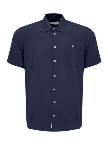 BLEND Kurzarmhemd Knopfleiste Brusttasche Casual in Blau