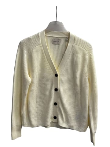 Gant RIBBED KNIT COTTON CARDIGAN in Cream