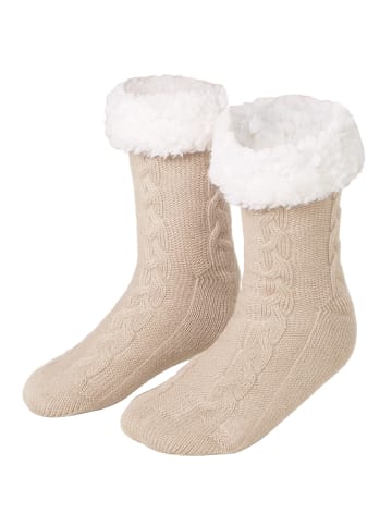 tectake Gemusterte Socken für die Weihnachtszeit, beige
