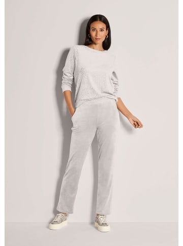 MADELEINE Elegante Hose mit Leo-Print in perlweiß