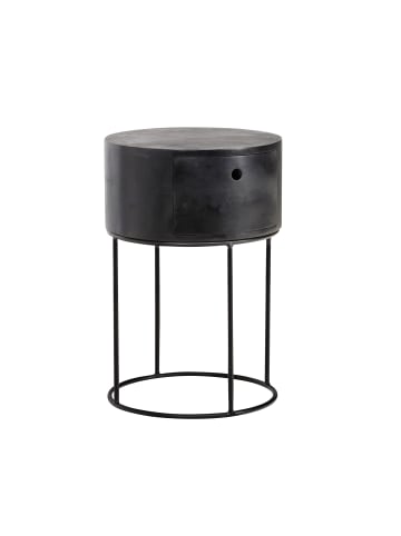 KADIMA DESIGN Nachttisch Rund Holz Stauraum Schublade Industrial, Beistelltisch in Schwarz